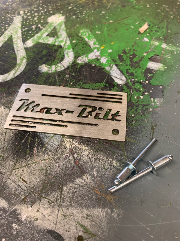 Stainless Max-Bilt nameplate - Max-Bilt